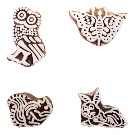 Set of 4 Piece New Mix Wooden Printing Blocks